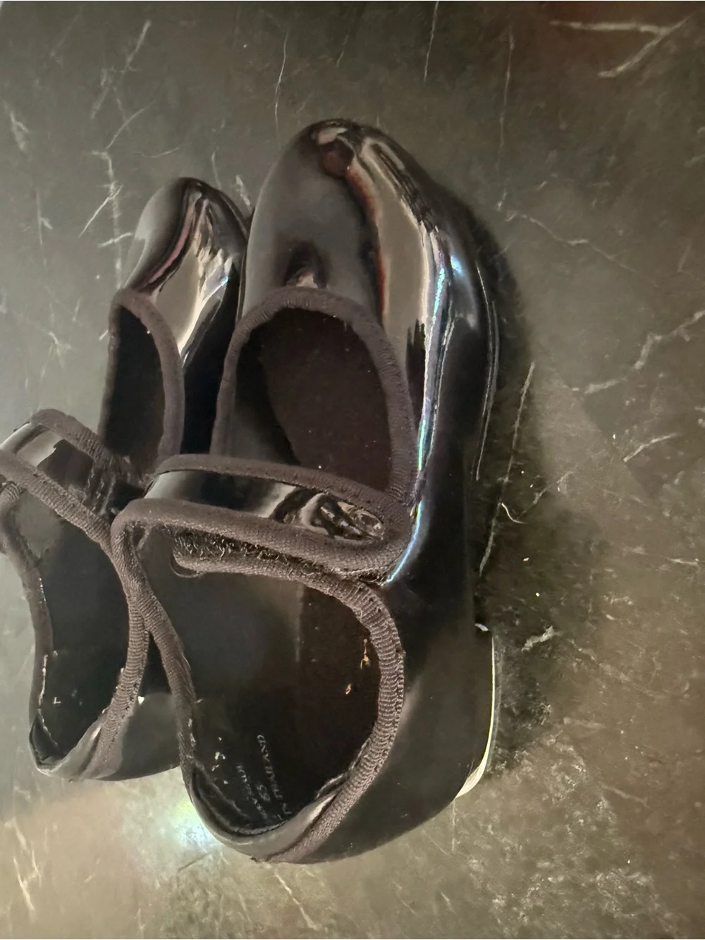Theatricals girls Black Patent Mary Jane Strap Tap Dance Shoes 7 1/2